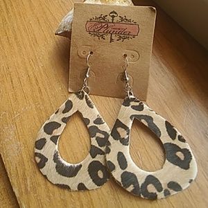 Leather animal print earrings